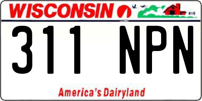 WI license plate 311NPN