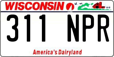 WI license plate 311NPR