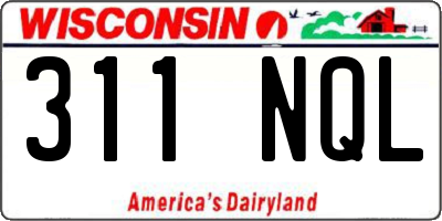 WI license plate 311NQL