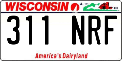 WI license plate 311NRF