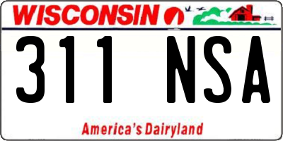 WI license plate 311NSA