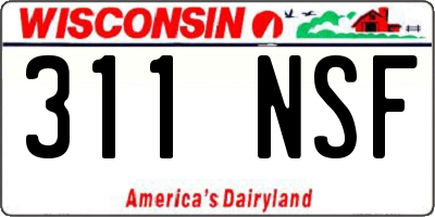 WI license plate 311NSF