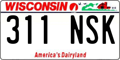 WI license plate 311NSK