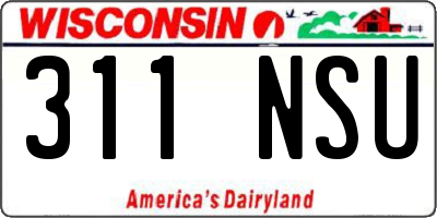 WI license plate 311NSU