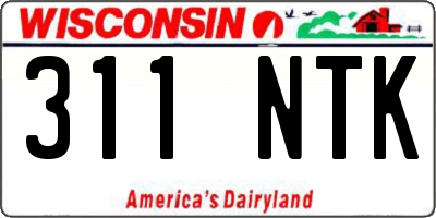 WI license plate 311NTK