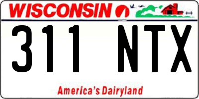 WI license plate 311NTX