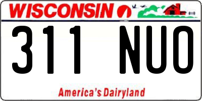 WI license plate 311NUO