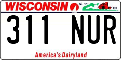 WI license plate 311NUR