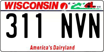 WI license plate 311NVN
