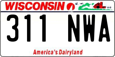 WI license plate 311NWA