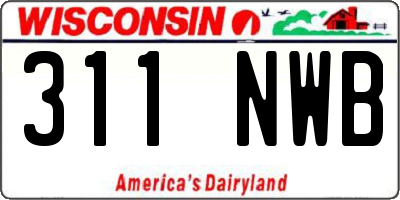 WI license plate 311NWB