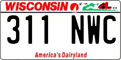 WI license plate 311NWC