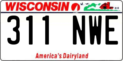 WI license plate 311NWE