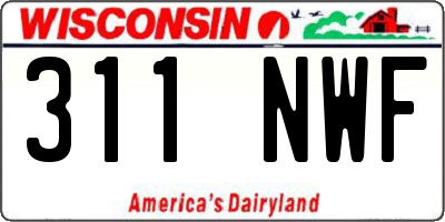 WI license plate 311NWF