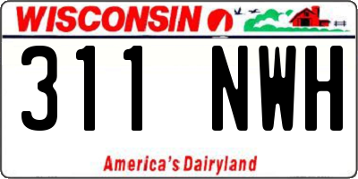 WI license plate 311NWH
