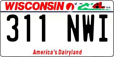 WI license plate 311NWI
