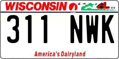WI license plate 311NWK