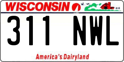 WI license plate 311NWL
