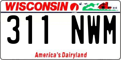 WI license plate 311NWM