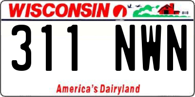 WI license plate 311NWN