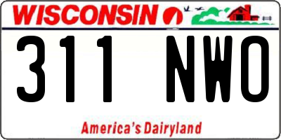 WI license plate 311NWO
