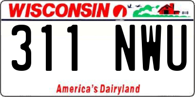 WI license plate 311NWU