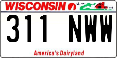 WI license plate 311NWW