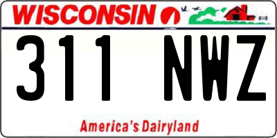 WI license plate 311NWZ