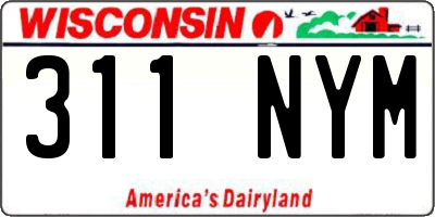WI license plate 311NYM