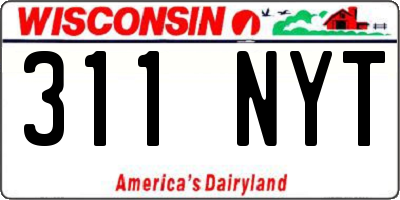 WI license plate 311NYT