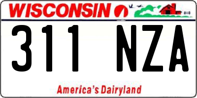 WI license plate 311NZA