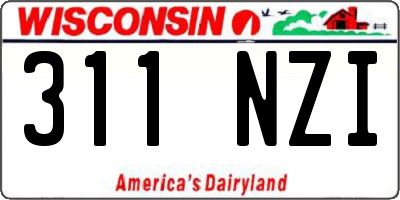 WI license plate 311NZI
