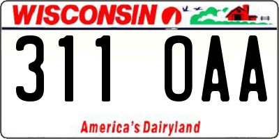 WI license plate 311OAA