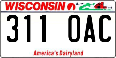 WI license plate 311OAC