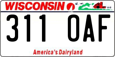WI license plate 311OAF