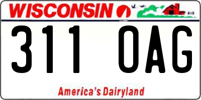 WI license plate 311OAG