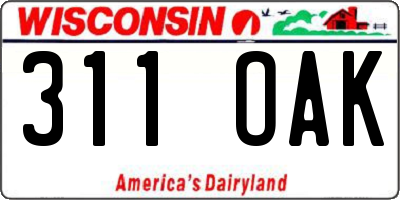 WI license plate 311OAK