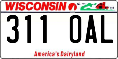 WI license plate 311OAL