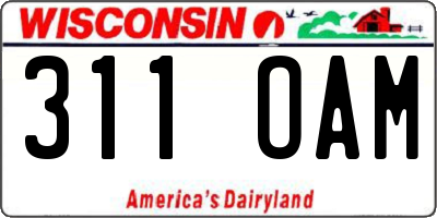 WI license plate 311OAM