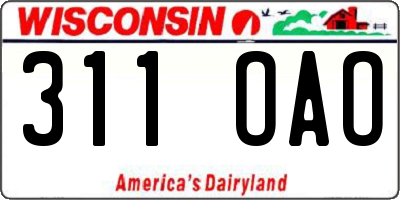 WI license plate 311OAO
