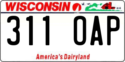 WI license plate 311OAP