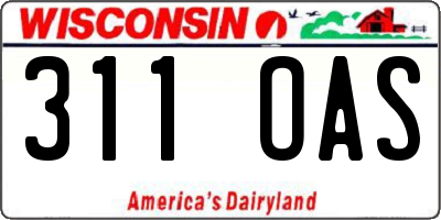WI license plate 311OAS