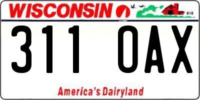 WI license plate 311OAX