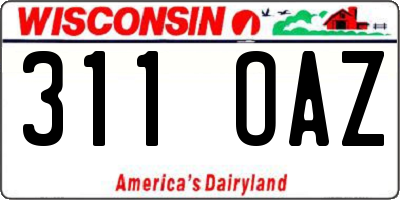 WI license plate 311OAZ
