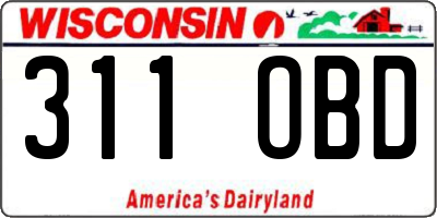 WI license plate 311OBD