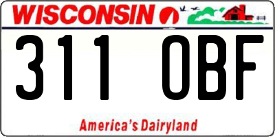 WI license plate 311OBF