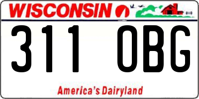 WI license plate 311OBG