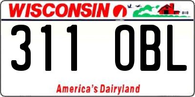 WI license plate 311OBL