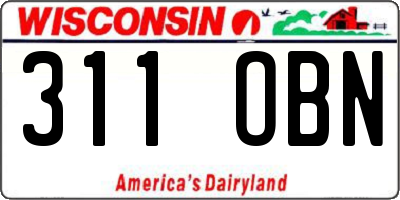 WI license plate 311OBN