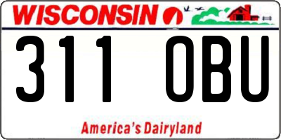 WI license plate 311OBU